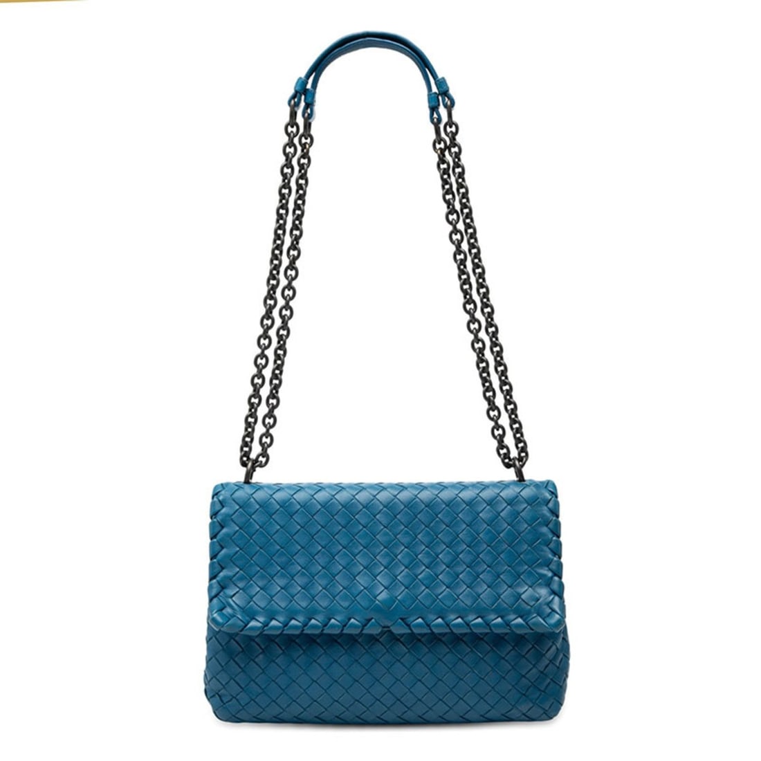 Bottega Veneta Intrecciato Olympia Crossbody Chain Shoulder Bag in Blue Leather for Women: --- Catalog ---Category: SizeSize (HxWxD): 18cm x 25cm x 8cm / 7.08'' x 9.84'' x 3.14''Category: DesignType: Shoulder bagColor: BlueGender: WomenMaterial: Intrecciato Category: GeneralBrand: Bottega V