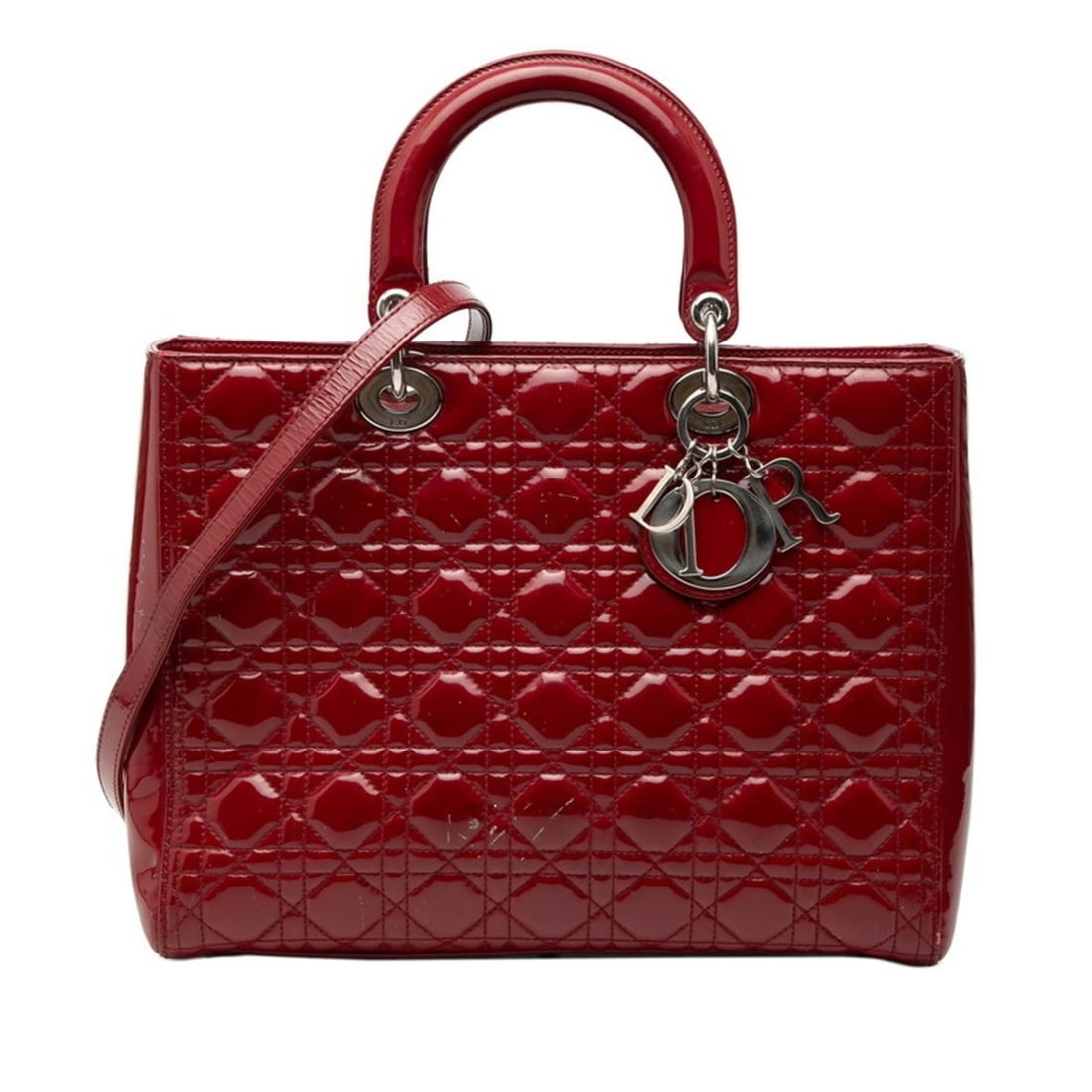 Christian Dior Dior Cannage Lady Large Handbag/Shoulder Bag, 2-Way, Red Enamel, Women's,: --- Catalog ---Category: SizeSize (HxWxD): 25cm x 31cm x 12cm / 9.84'' x 12.2'' x 4.72''Category: DesignType: Handbag, Shoulder bagColor: Red colorGender: WomenCategory: GeneralBrand: Christian Dior--