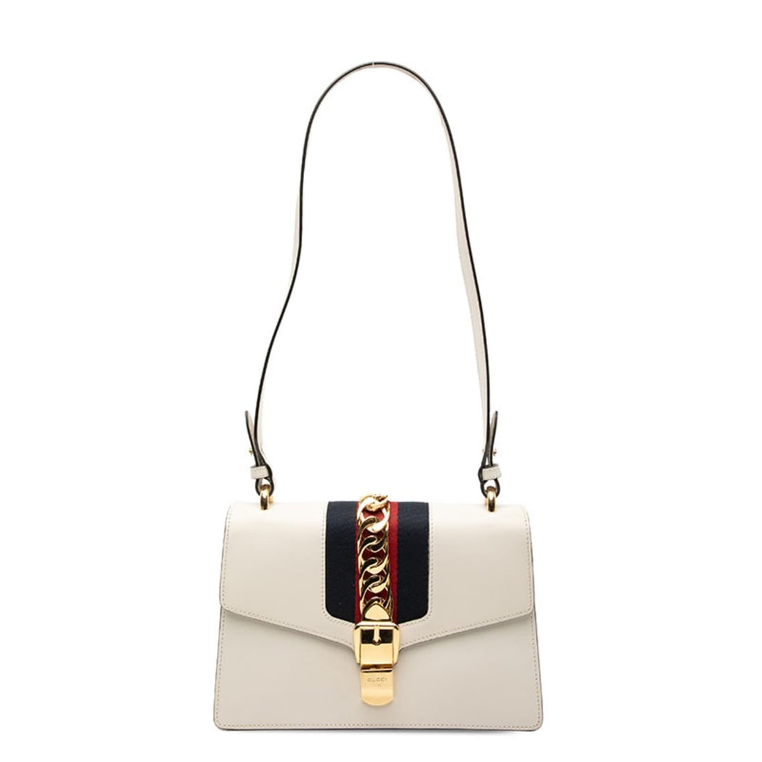 Gucci Sherry Line Sylvie Handbag/Shoulder Bag, 2-Way, 421882, White Leather, Women's, GUCCI (1 of 12)