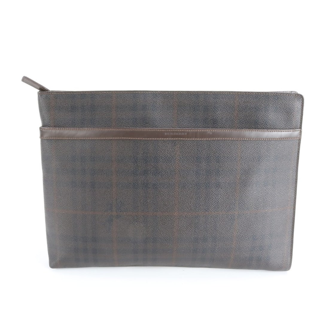 Burberry Check Leather Clutch Bag Pouch Brown Men's: --- Catalog ---Category: SizeSize (HxWxD): 28cm x 37cm x 2cm / 11.02'' x 14.56'' x 0.78''Category: DesignType: Clutch bag, PouchColor: BrownGender: MenMaterial: Leather , Coated canvas Category: Gener