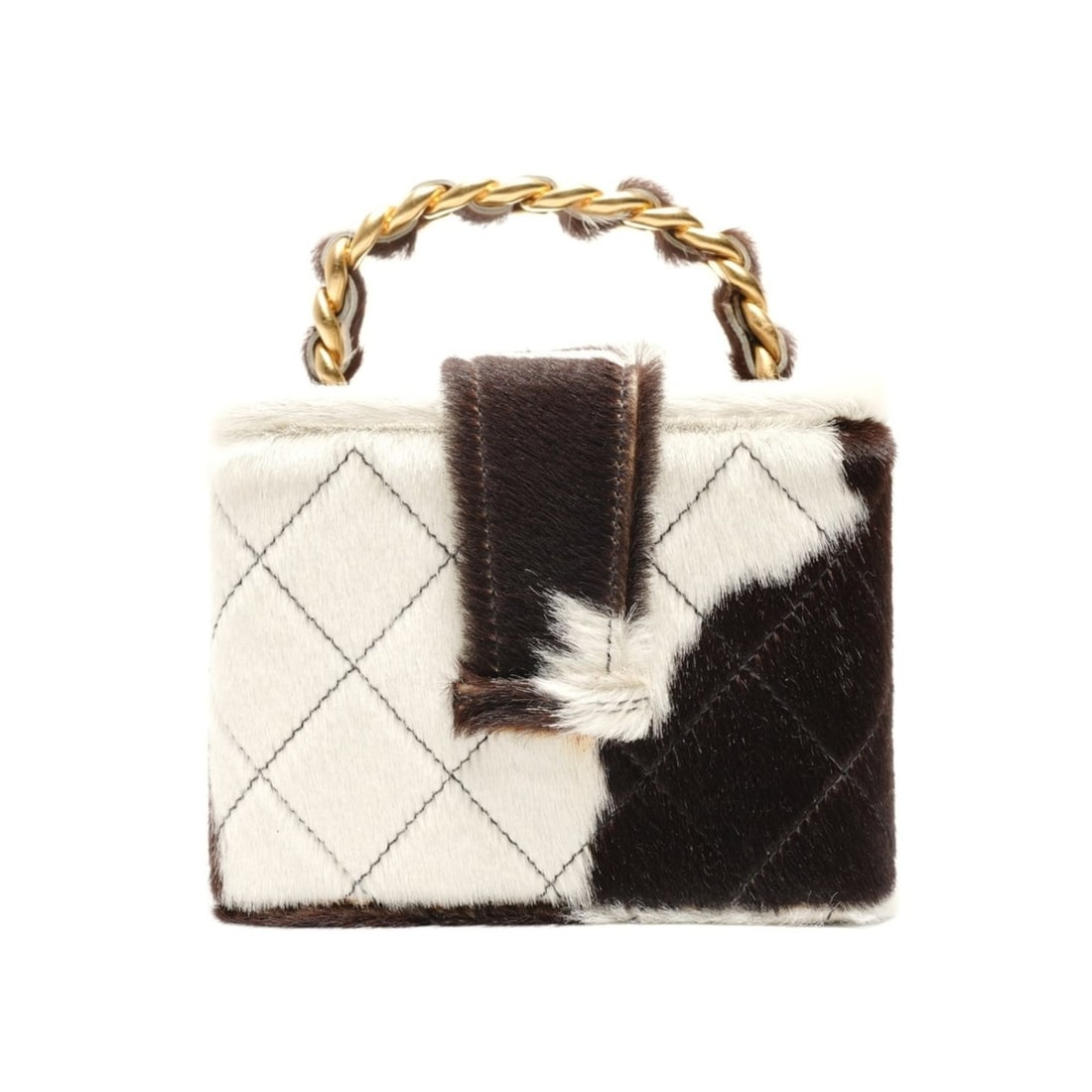 CHANEL Harako Vanity Bag with Cow Print, Brown, WS27300: --- Catalog ---Category: SizeHandle Drop: 4.00cm / 1.57''Size (HxWxD): 9cm x 11.5cm x 10cm / 3.54'' x 4.52'' x 3.93''Category: DesignType: Handbag, Vanity bagColor: BrownGender: WomenMaterial: Leather