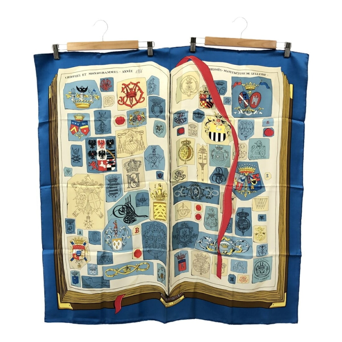 HERMES Carré 90 Scarf, Chiffres et Monogrammes Annee 1886, "Drawings and Symbols," 100% Silk,: --- Catalog ---Category: DesignType: ScarfMaterial: Silk 100%Category: GeneralBrand: HermesCountry of Origin: France--- Item List ---Section: ConditionRanking: Rank B Used - Traces of usage, damages /