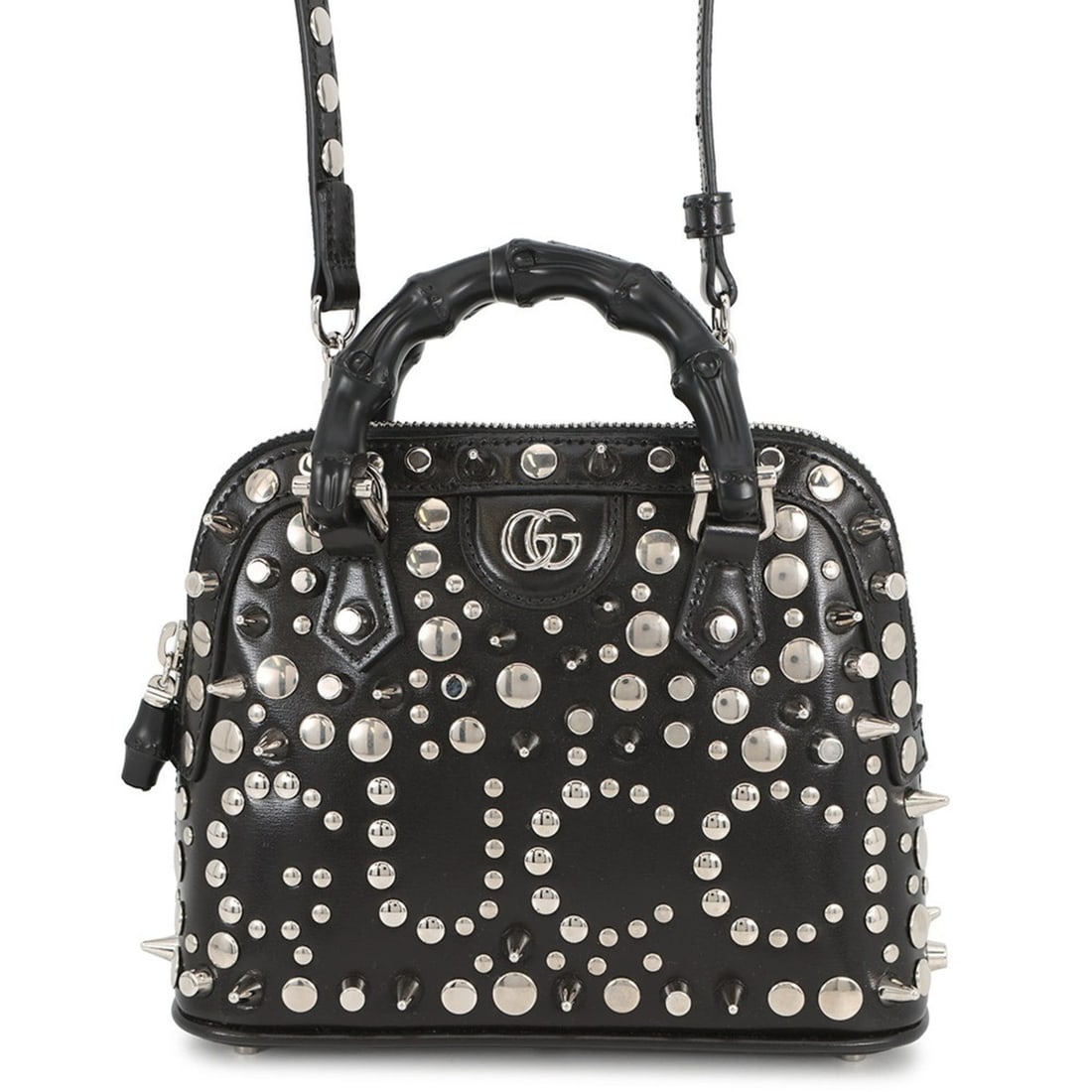 Gucci Diana Bamboo Studs Mini Handbag, Leather and Metal, 715775, GUCCI 2-way Shoulder Bag, Black,: --- Catalog ---Category: SizeSize (HxWxD): 16cm x 19.5cm x 8cm / 6.29'' x 7.67'' x 3.14''Category: DesignType: Handbag, Shoulder bagColor: BlackGender: WomenMaterial: Metal , Leather Category: General