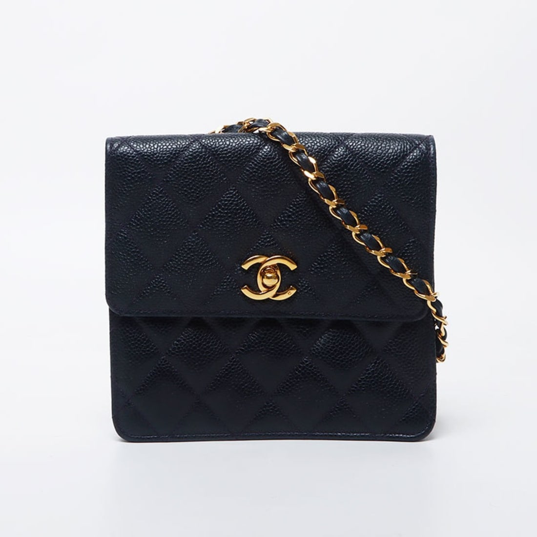CHANEL Mini Cavi Skin Matelasse Chain Shoulder Bag, Navy, WS11791: --- Catalog ---Category: SizeSize (HxWxD): 16cm x 17.5cm x 4cm / 6.29'' x 6.88'' x 1.57''Category: DesignType: Shoulder bagColor: NavyGender: WomenCategory: GeneralBrand: ChanelCountry of Origin: Fran