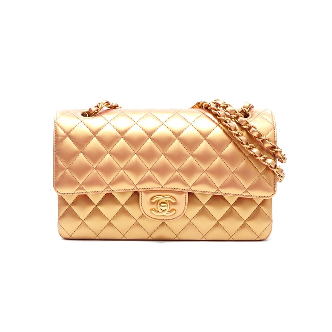 CHANEL Double Flap Timeless Shoulder Bag, Gold, WS5059: --- Catalog ---Category: SizeSize (HxWxD): 15cm x 36cm x 6cm / 5.9'' x 14.17'' x 2.36''Category: DesignType: Shoulder bagColor: GoldGender: WomenCategory: GeneralBrand: ChanelCountry of Origin: France