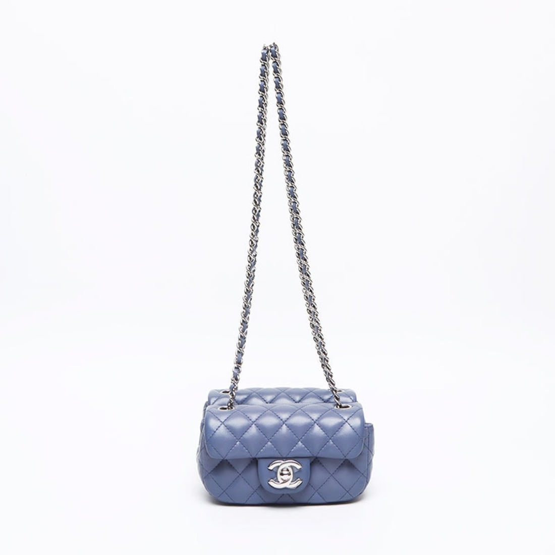 CHANEL Twin Classic Mini Matelasse Lambskin Shoulder Bag, Blue, WS13235 (1 of 18)