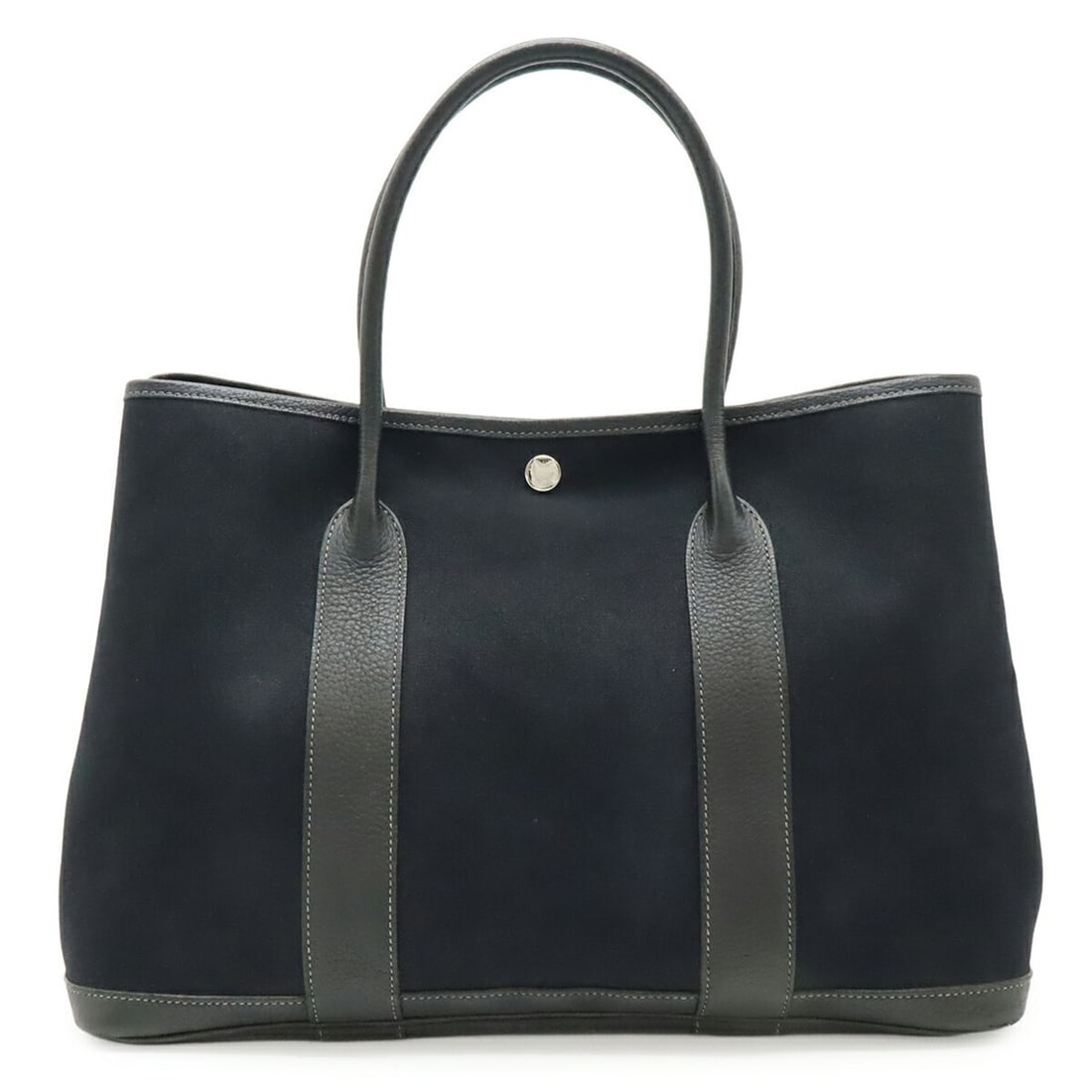 HERMES Garden PM Tote Bag, Shoulder Handbag, Toile Officier Canvas, Leather, Black, K Stamp: --- Catalog ---Category: SizeSize (HxWxD): 25.5cm x 36cm x 17.5cm / 10.03'' x 14.17'' x 6.88''Category: DesignType: Handbag, Shoulder bag, Tote bagColor: BlackGender: WomenMaterial: Toile officier Cat