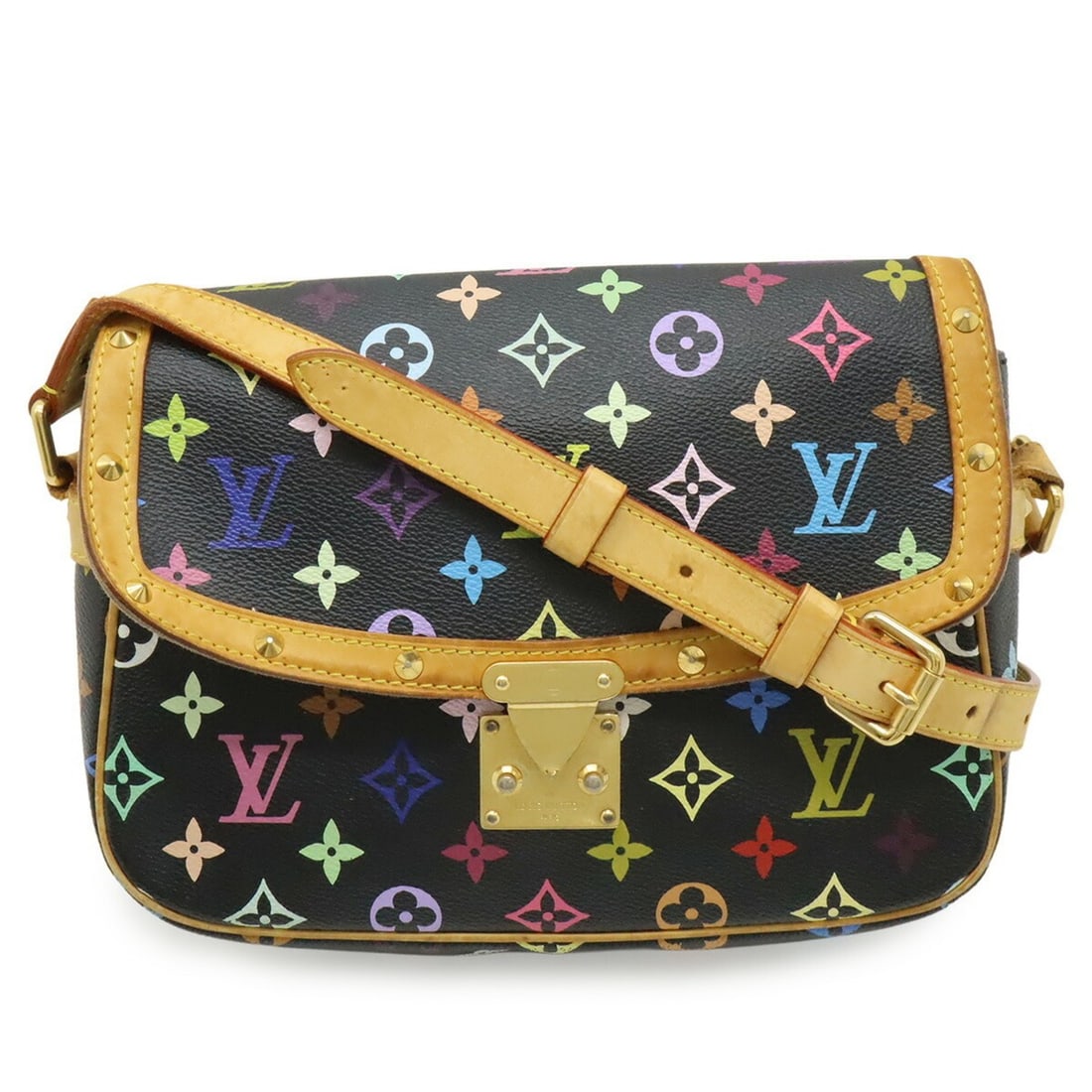 LOUIS VUITTON Monogram Multicolore Sologne Shoulder Bag Pochette Noir Black M92639: --- Catalog ---Category: SizeSize (HxWxD): 20cm x 25cm x 7.5cm / 7.87'' x 9.84'' x 2.95''Category: DesignType: Pochette, Shoulder bagColor: Black, Monogram, Multi-color, NoirGender: WomenMaterial: Mon