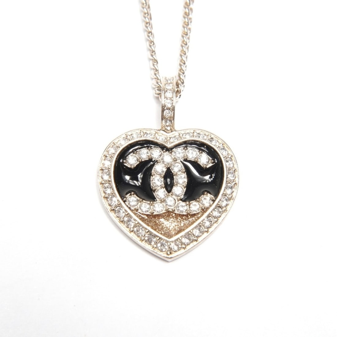 CHANEL C23B Coco Mark Heart Rhinestone Necklace Gold WS25122: --- Catalog ---Category: SizePendant Size: 16mm x 18mm / 0.62'' x 0.7''Neck Circumference: 46 cm / 18.11''Category: DesignColor: GoldGender: WomenNecklace Type: NecklaceCategory: GeneralBrand: ChanelC