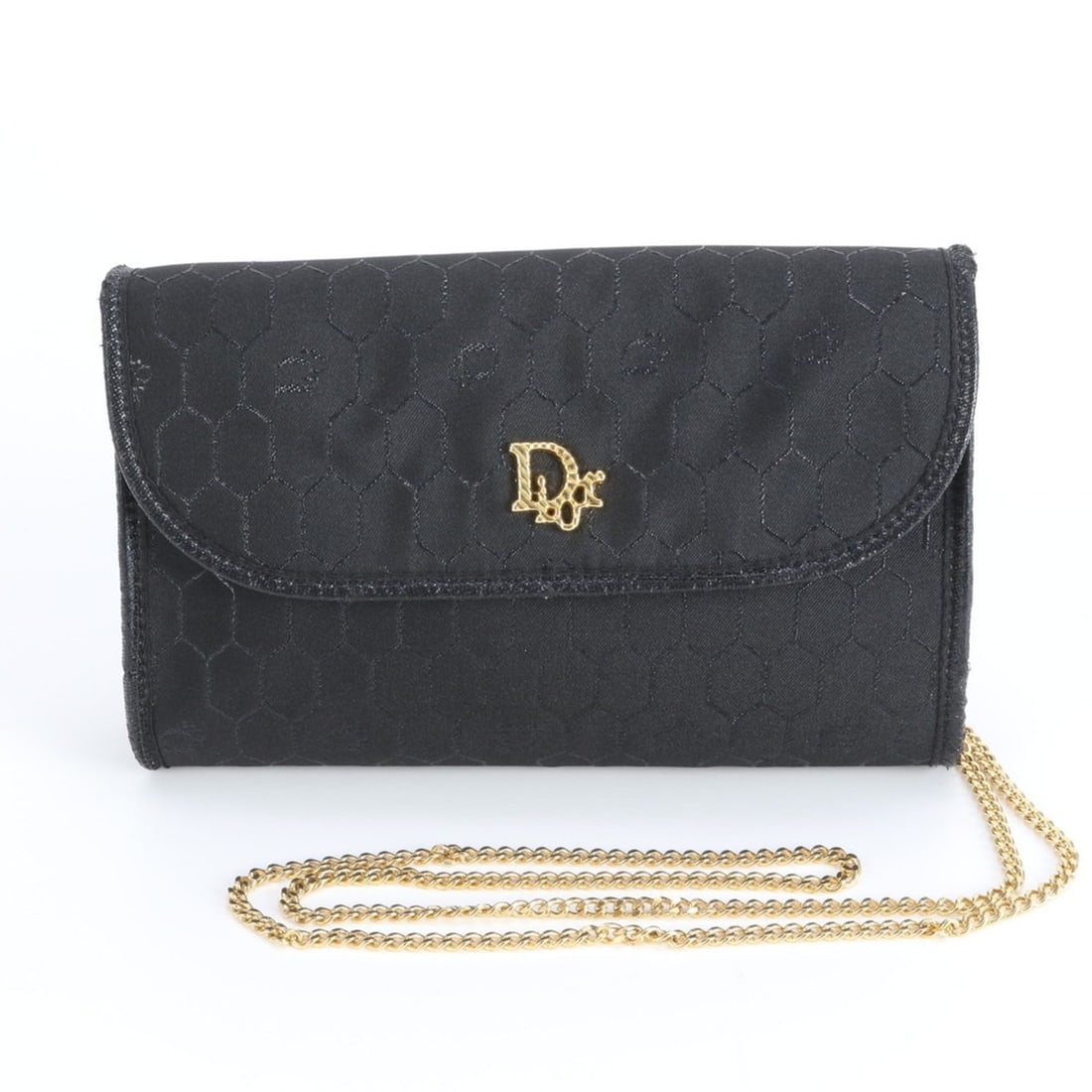Christian Dior Honeycomb Chain Leather and Nylon Shoulder Bag in Black Gold for Women: --- Catalog ---Category: SizeSize (HxWxD): 12cm x 18cm x 4cm / 4.72'' x 7.08'' x 1.57''Category: DesignType: Shoulder bagColor: BlackGender: WomenMaterial: Leather , Nylon Category: GeneralBrand: Chri