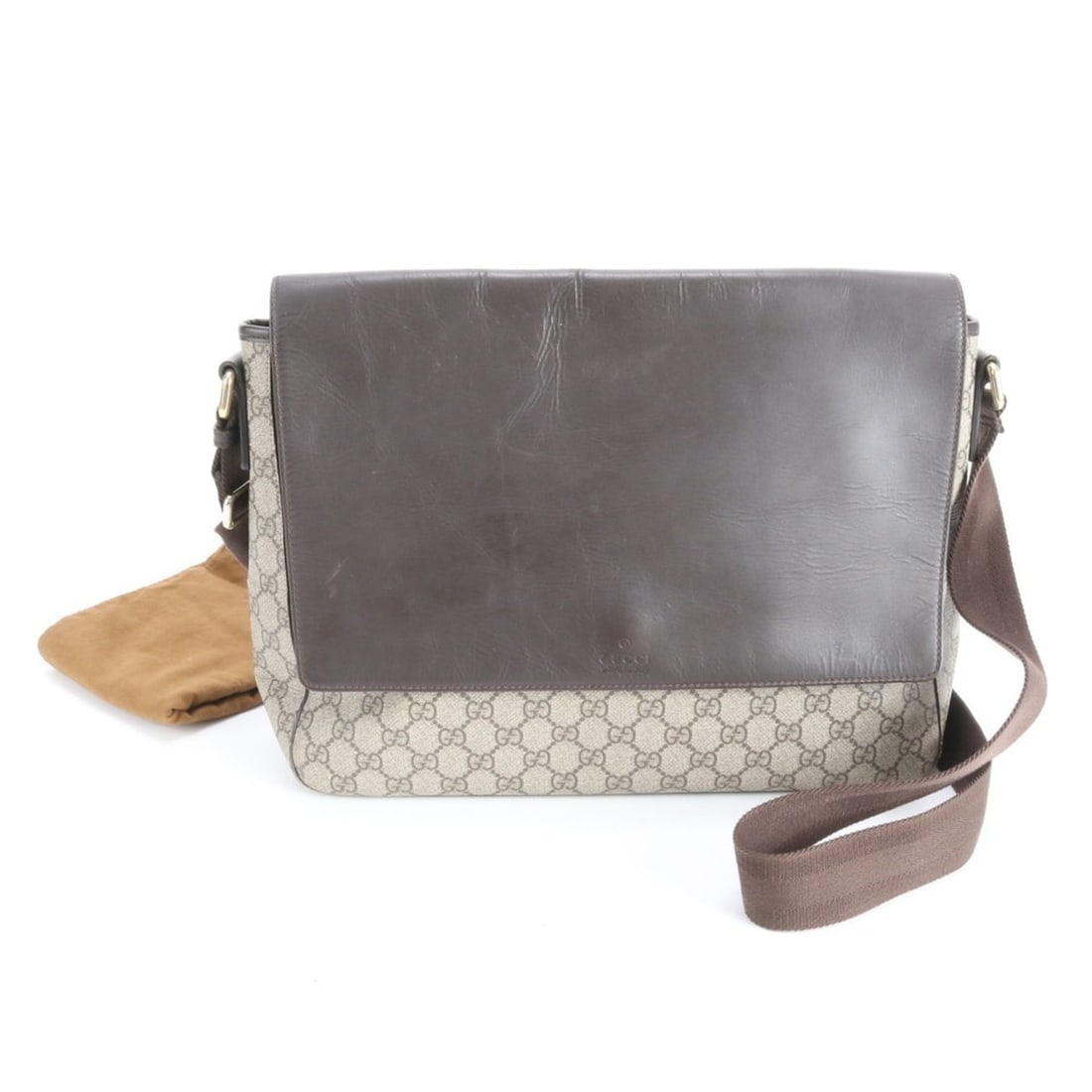 Gucci GG Supreme 353433 Leather Shoulder Bag/Messenger Bag Brown Men's: --- Catalog ---Category: SizeSize (HxWxD): 29cm x 35cm x 11cm / 11.41'' x 13.77'' x 4.33''Category: DesignType: Messenger bag, Shoulder bagColor: Black, BrownGender: MenMaterial: Leather , Coated canv