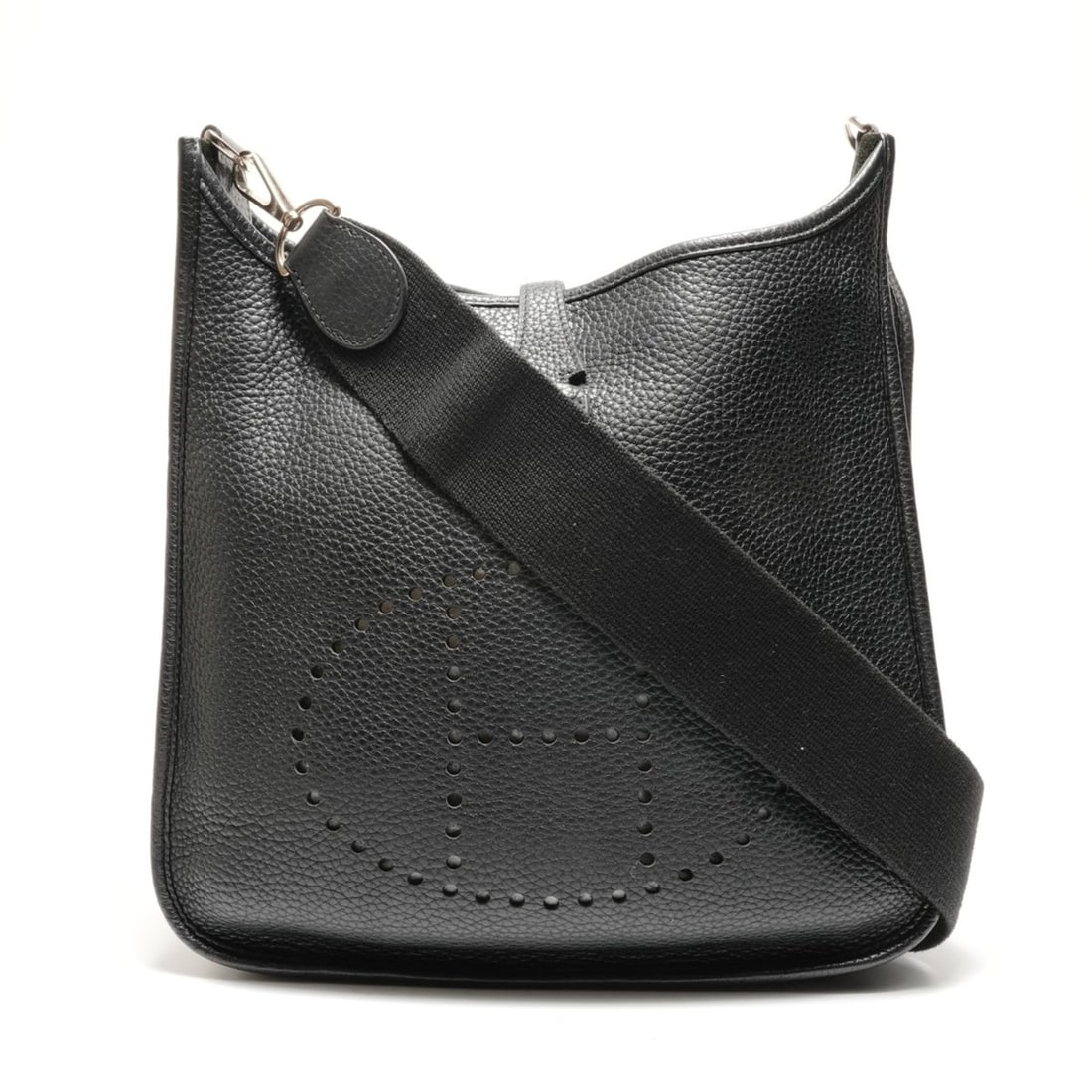 Hermes Hermès 2015 T-stamped Evelyn PM Taurillon Clemence Shoulder Bag, Black, WS26339: --- Catalog ---Category: SizeHandle Drop: 13.00cm / 5.12''Size (HxWxD): 12cm x 19cm x 5cm / 4.72'' x 7.48'' x 1.96''Category: DesignType: Shoulder bagColor: BlackGender: WomenMaterial: Taurillon cleme