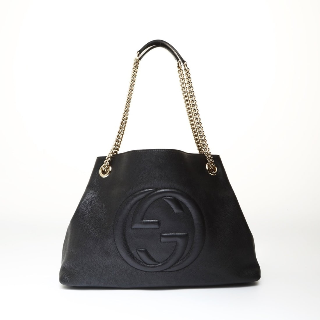 Gucci Soho Interlocking Logo Chain Shoulder Bag, Black, WS27038: --- Catalog ---Category: SizeSize (HxWxD): 25cm x 37cm x 14cm / 9.84'' x 14.56'' x 5.51''Strap Length: 52cm / 20.47''Category: DesignType: Shoulder bagColor: BlackGender: WomenCategory: GeneralLine: S