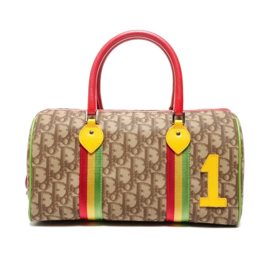Christian Dior Rasta Trotter Bowling Bag, Multicolor, WS27234: --- Catalog ---Category: SizeHandle Drop: 9.00cm / 3.54''Size (HxWxD): 15cm x 28cm x 13cm / 5.9'' x 11.02'' x 5.11''Category: DesignType: HandbagColor: Multi-colorGender: WomenMaterial: Trotter Catego