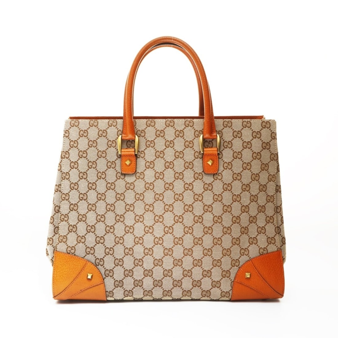 Gucci GG Canvas Studded Tote Bag, Brown, WS26995: --- Catalog ---Category: SizeHandle Drop: 12.00cm / 4.72''Size (HxWxD): 27cm x 35cm x 12cm / 10.62'' x 13.77'' x 4.72''Category: DesignType: Tote bagColor: BrownGender: WomenMaterial: GG canvas Catego