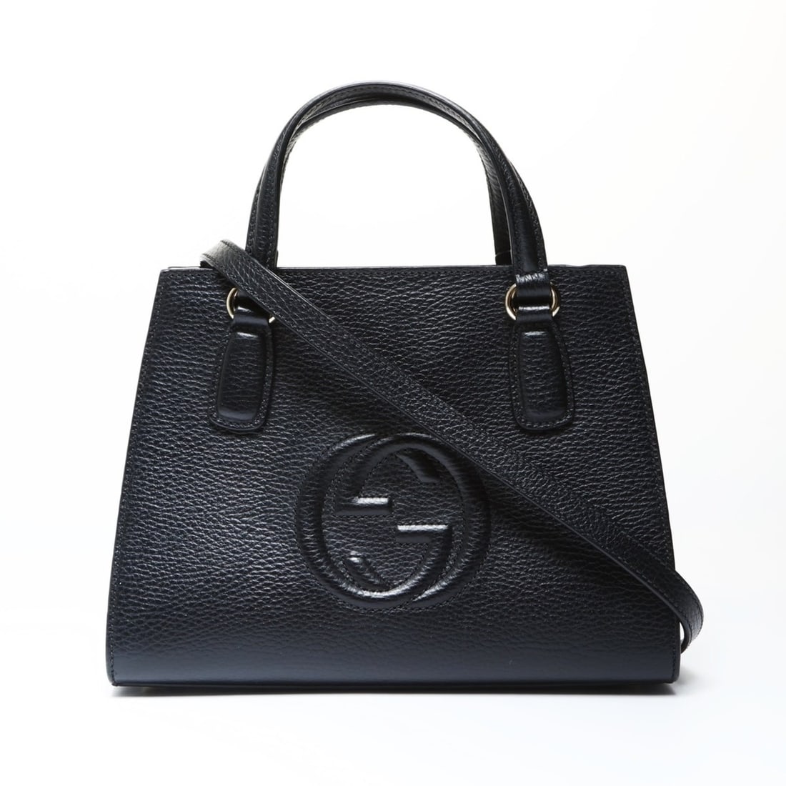 Gucci Soho 2-Way Handbag, Black, WS26666: --- Catalog ---Category: SizeHandle Drop: 8.50cm / 3.35''Size (HxWxD): 20cm x 25.5cm x 12cm / 7.87'' x 10.03'' x 4.72''Strap Length: 106cm - 116cm / 41.73'' - 45.66''Category: DesignType: HandbagColor