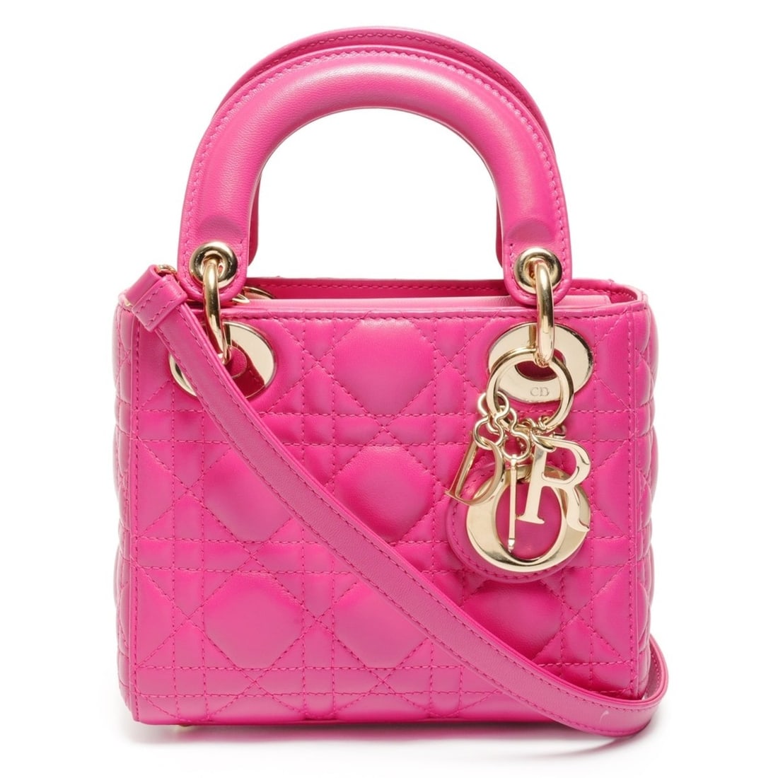 Christian Dior Mini Lady Lambskin 2-Way Shoulder Bag, Pink, WS26710: --- Catalog ---Category: SizeHandle Drop: 8.50cm / 3.35''Size (HxWxD): 15cm x 17cm x 7.5cm / 5.9'' x 6.69'' x 2.95''Strap Length: 119cm / 46.85''Category: DesignType: Shoulder bagColor: PinkGender: Wo