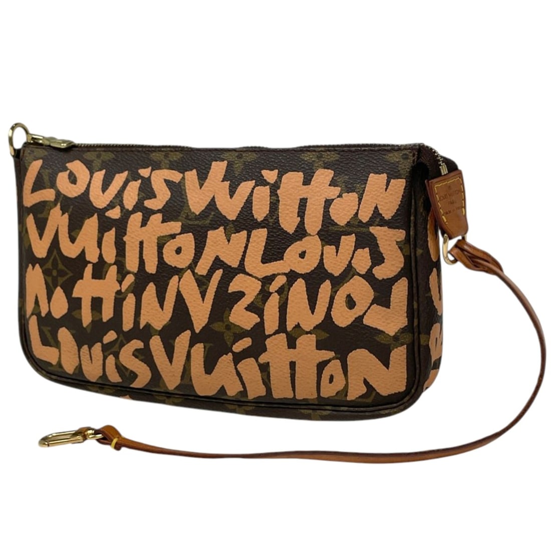 Louis Vuitton Pochette Accessoires Makeup Pouch, Cosmetic Accessory Monogram Graffiti, Peach Brown,: --- Catalog ---Category: SizeSize (HxWxD): 13cm x 21cm x 3.5cm / 5.11'' x 8.26'' x 1.37''Category: DesignType: Pochette, PouchColor: Brown, PeachGender: WomenMaterial: Monogram Graffiti Category: Gene