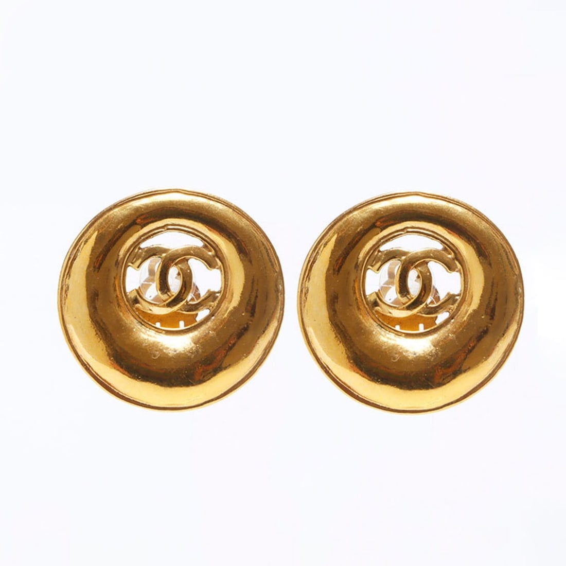 CHANEL Coco Mark Round Earrings Gold WS14104 (1 of 14)