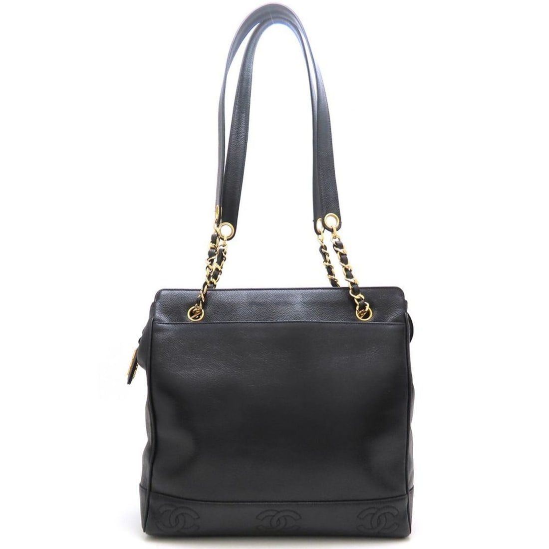 CHANEL Triple Coco Mark Chain Shoulder Bag in Caviar Leather, Black, Women's, 353143: --- Catalog ---Category: SizeSize (HxWxD): 30cm x 31cm x 11cm / 11.81'' x 12.2'' x 4.33''Category: DesignType: Shoulder bagColor: BlackGender: WomenMaterial: Grained Calfskin Category: GeneralBrand: C