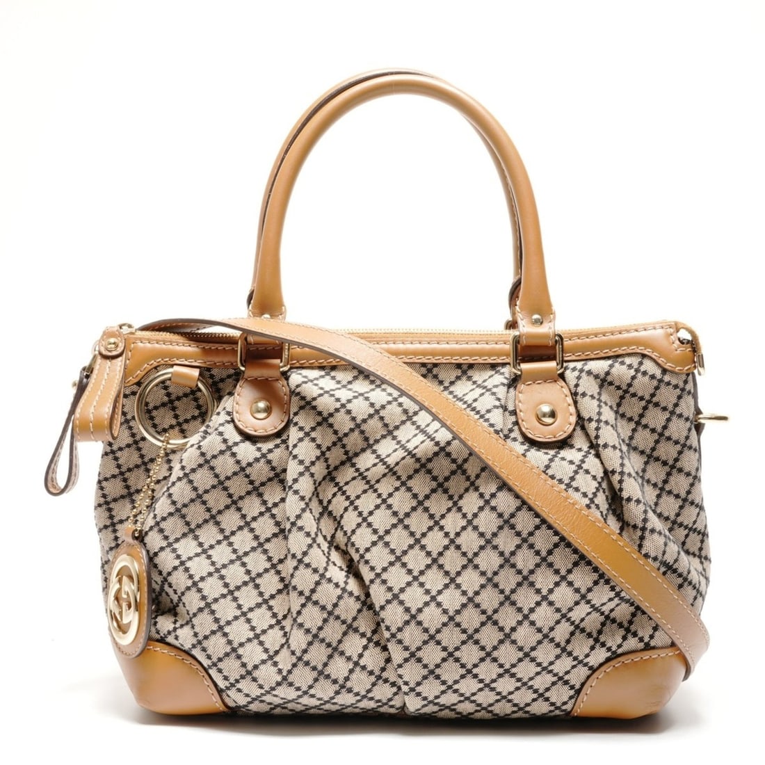 Gucci Diamante Sukey Canvas 2-Way Handbag, Beige, WS26765: --- Catalog ---Category: SizeSize (HxWxD): 22cm x 33cm x 13cm / 8.66'' x 12.99'' x 5.11''Category: DesignType: HandbagColor: BeigeGender: WomenCategory: GeneralBrand: GucciCountry of Origin: Italy---