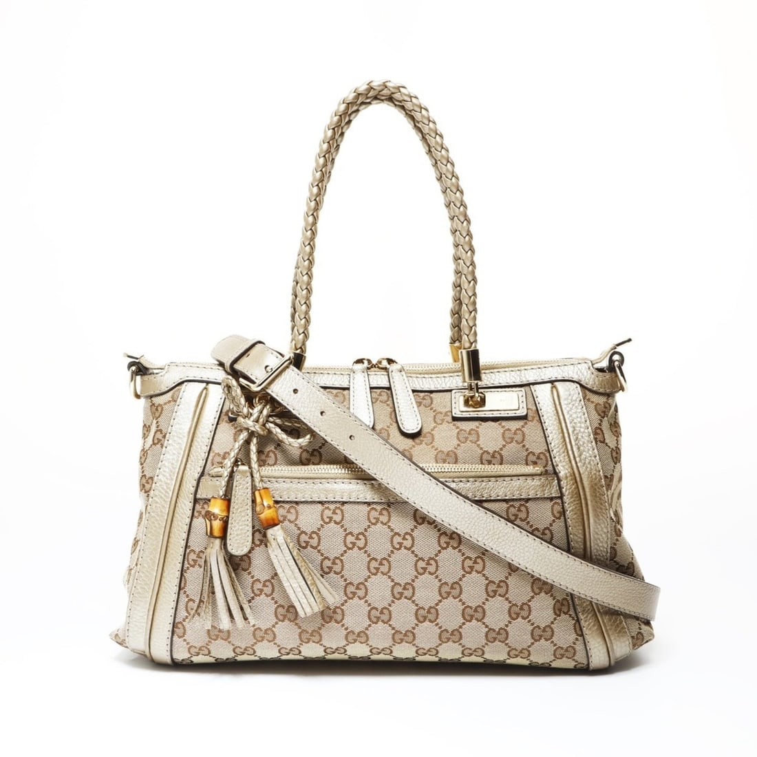 Gucci GG Canvas Bamboo Handbag, Beige, WS26937: --- Catalog ---Category: SizeSize (HxWxD): 22cm x 35cm x 11cm / 8.66'' x 13.77'' x 4.33''Category: DesignType: HandbagColor: BeigeGender: WomenCategory: GeneralBrand: GucciCountry of Origin: Italy---