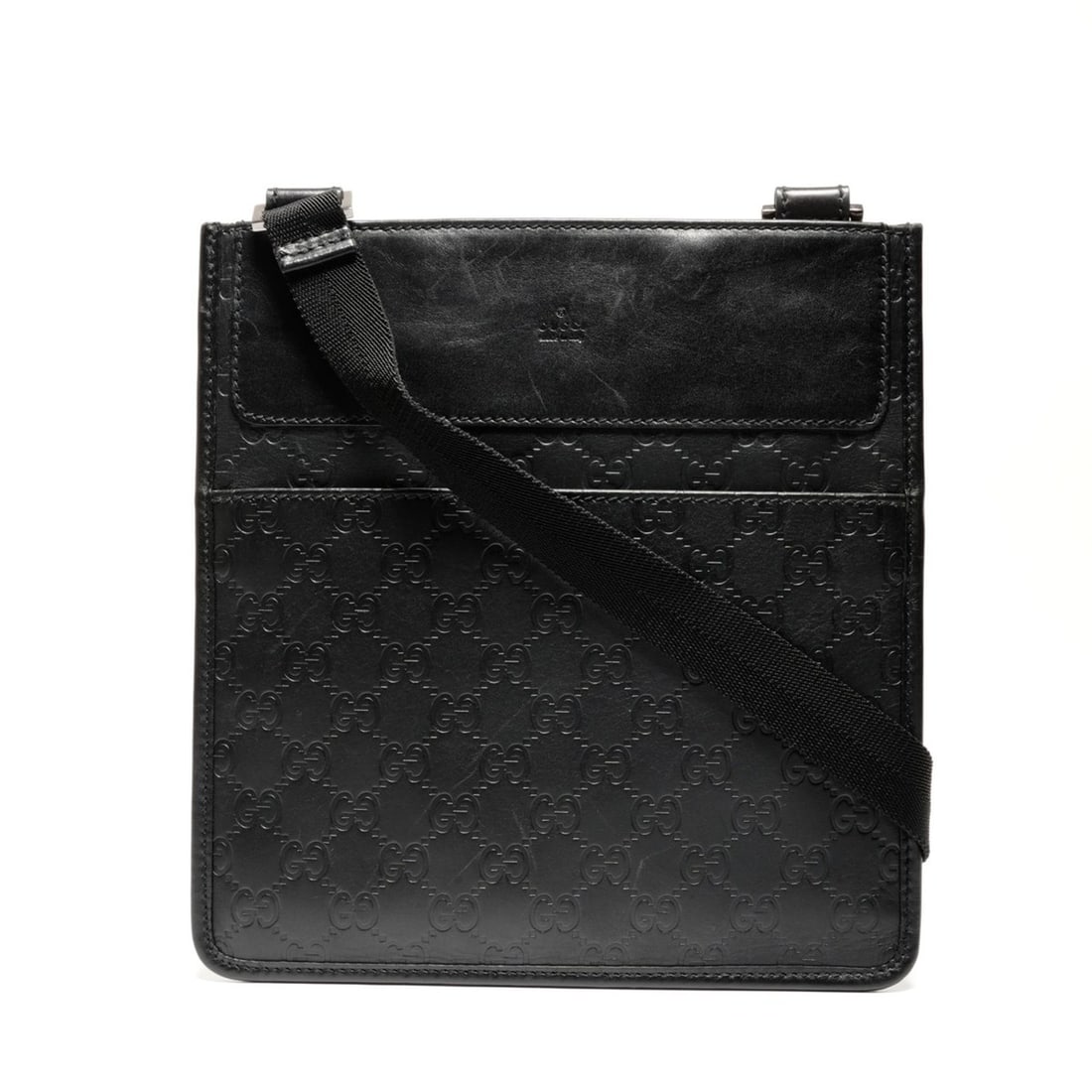Gucci GGssima Leather Shoulder Bag, Black, WS27142: --- Catalog ---Category: SizeSize (HxWxD): 24cm x 23.5cm x 5.00mm / 9.44'' x 9.25'' x 0.19''Category: DesignType: Shoulder bagColor: BlackGender: WomenCategory: GeneralBrand: GucciCountry of Origin:
