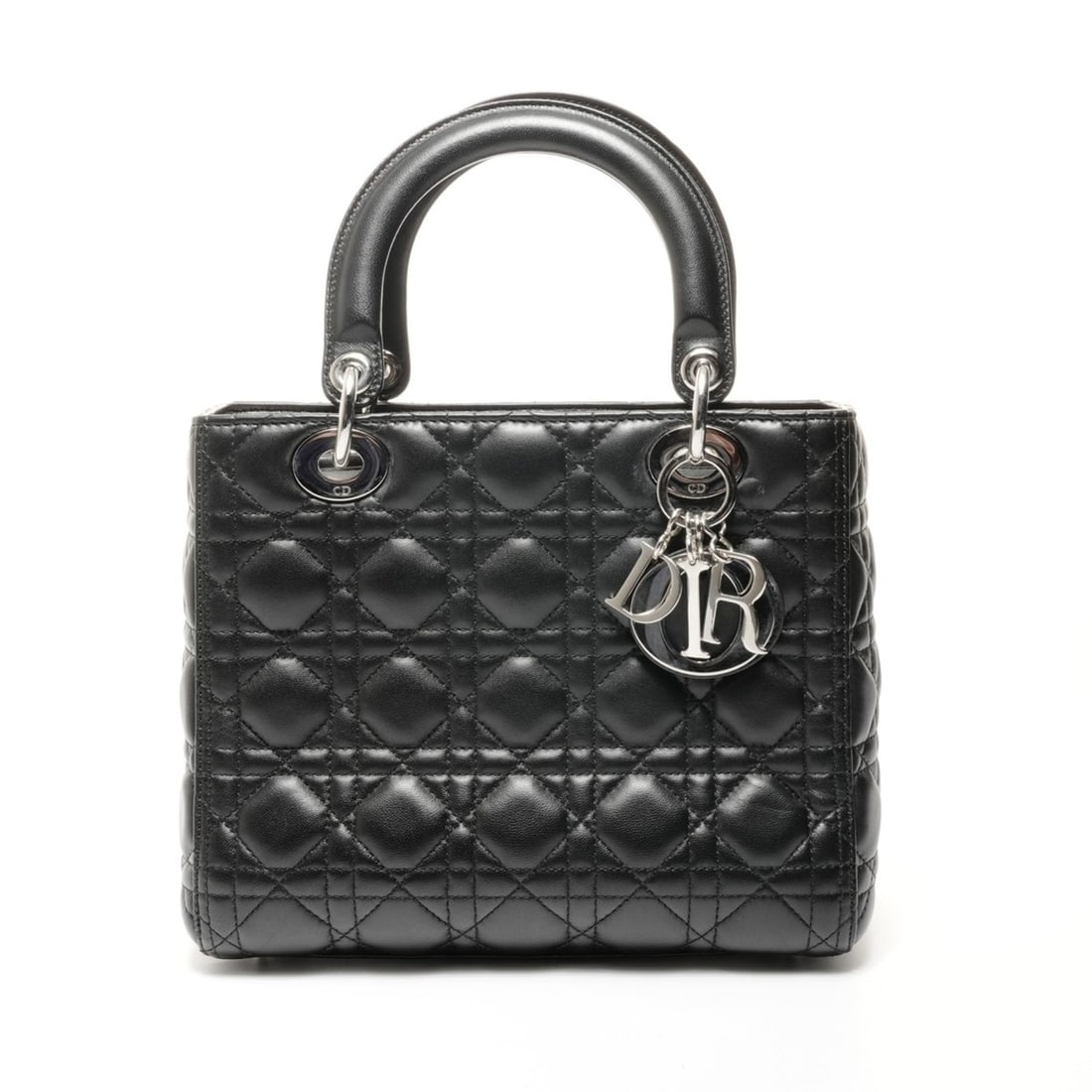 Christian Dior Lady Medium Handbag in Black Lambskin: --- Catalog ---Category: SizeSize (HxWxD): 20cm x 24cm x 11cm / 7.87'' x 9.44'' x 4.33''Category: DesignType: HandbagColor: BlackGender: WomenCategory: GeneralBrand: Christian DiorCountry of Origin: F