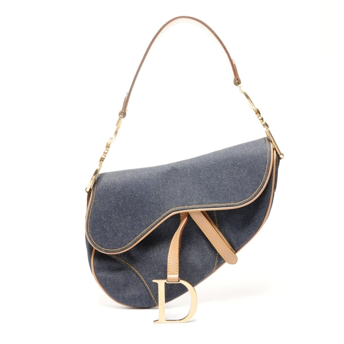 Christian Dior denim saddle bag, one-shoulder shoulder navy: --- Catalog ---Category: SizeSize (HxWxD): 19cm x 26cm x 4cm / 7.48'' x 10.23'' x 1.57''Category: DesignType: Saddle bag, Shoulder bagColor: NavyGender: WomenCategory: GeneralBrand: Christian DiorCoun