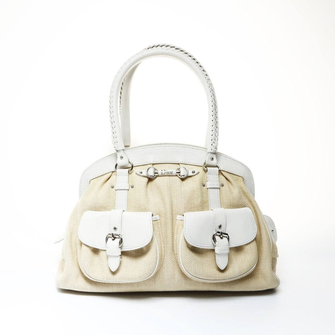 Christian Dior Street Chic Leather and Canvas Shoulder Bag in Beige: --- Catalog ---Category: SizeSize (HxWxD): 24cm x 39cm x 20cm / 9.44'' x 15.35'' x 7.87''Category: DesignType: Shoulder bagColor: BeigeGender: WomenCategory: GeneralBrand: Christian DiorCountry of Ori