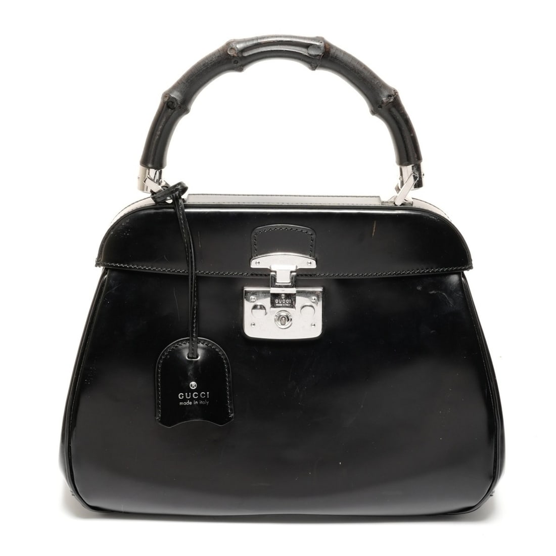 Gucci Ladylock Bamboo Handbag in Black (WS26733): --- Catalog ---Category: SizeSize (HxWxD): 22cm x 30cm x 13cm / 8.66'' x 11.81'' x 5.11''Category: DesignType: HandbagColor: BlackGender: WomenCategory: GeneralBrand: GucciCountry of Origin: Italy---