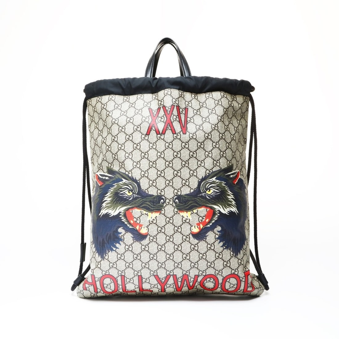 Gucci GG Supreme Drawstring Wolf Backpack, Brown, WS26935: --- Catalog ---Category: SizeSize (HxWxD): 45cm x 37.5cm x 1cm / 17.71'' x 14.76'' x 0.39''Category: DesignType: BackpackColor: BrownGender: WomenCategory: GeneralBrand: GucciCountry of Origin: Italy-