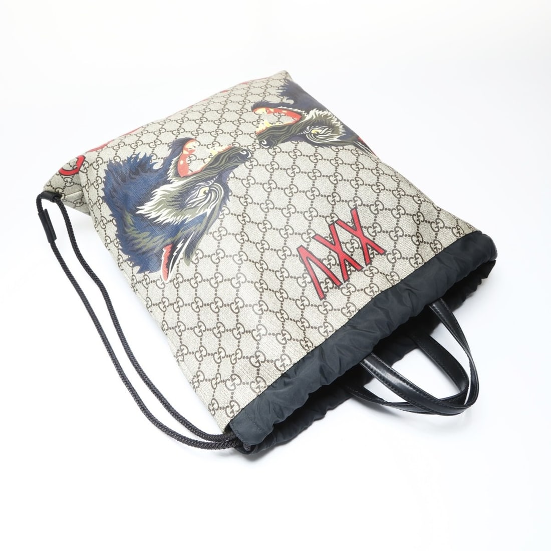 Gucci GG Supreme Drawstring Wolf Backpack, Brown, WS26935 - 8