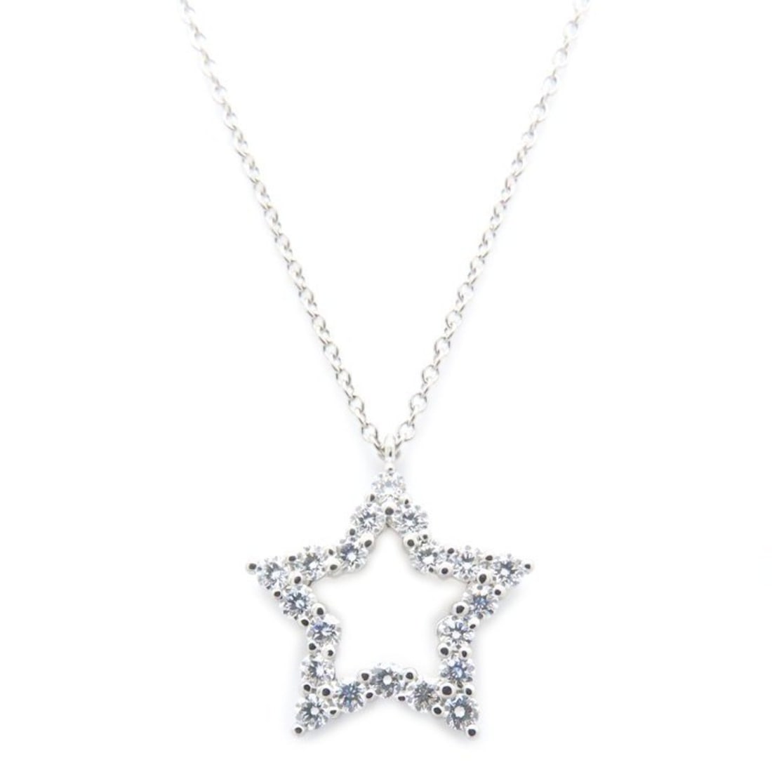TIFFANY & Co. Tiffany Star Necklace with Diamonds, Pt950, Women's, 295168: --- Catalog ---Category: SizePendant Size: 14.4mm x 14.9mm / 0.56'' x 0.58''Neck Circumference: 41 cm / 16.14''Category: DesignColor: PlatinumStone: DiamondGender: WomenMaterial: Platinum 950Necklace
