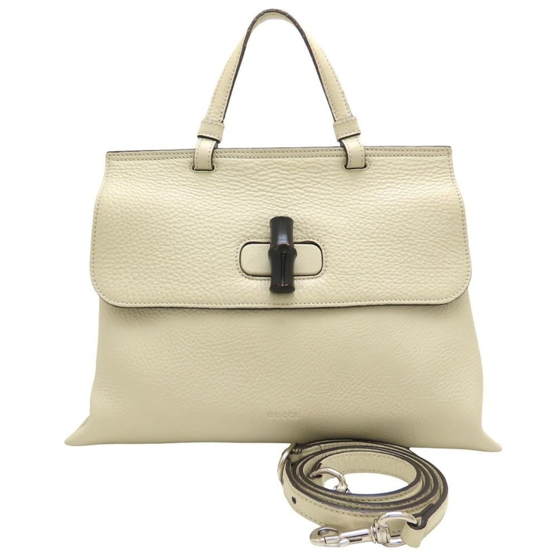 GUCCI Bamboo Daily 2-Way Shoulder Bag (392013), Leather, White, Women's, 353151: --- Catalog ---Category: SizeSize (HxWxD): 23cm x 33cm x 12cm / 9.05'' x 12.99'' x 4.72''Category: DesignType: Shoulder bagColor: WhiteGender: WomenMaterial: Leather Category: GeneralMPN: 392013Brand: