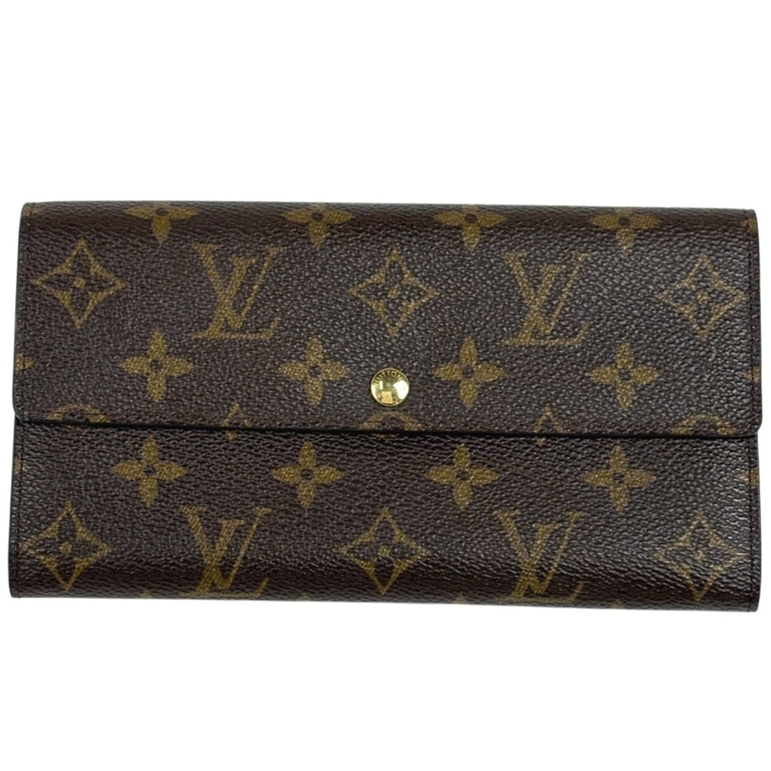 Louis Vuitton Porte-Monnaie Credit Bifold Wallet with Coin Purse, Monogram Brown, M61725, Women's (1 of 16)