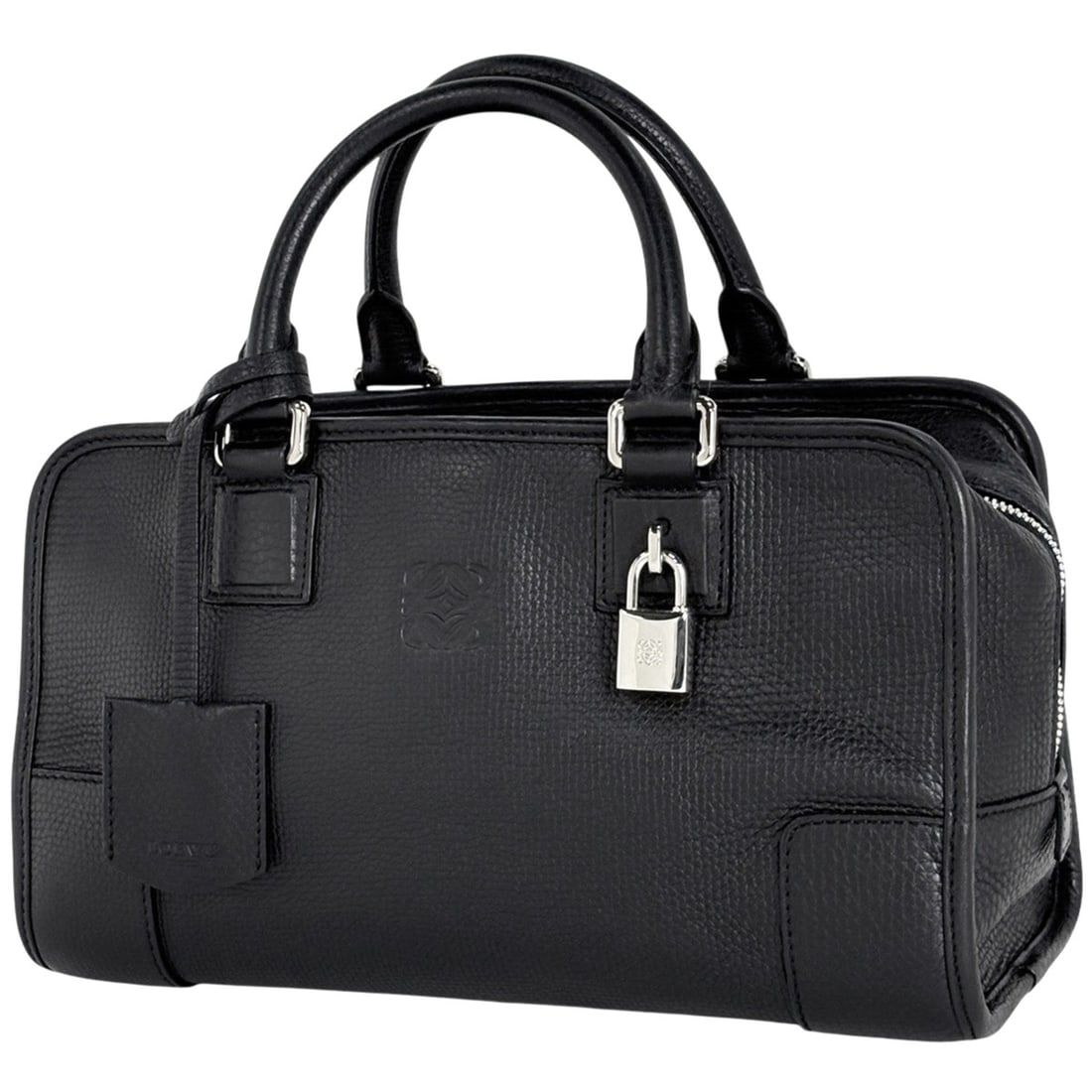 LOEWE Amazona 28 Anagram Logo Handbag in Black Leather for Women: --- Catalog ---Category: SizeSize (HxWxD): 16.5cm x 28.5cm x 12.5cm / 6.49'' x 11.22'' x 4.92''Category: DesignType: HandbagColor: BlackGender: WomenMaterial: Leather Category: GeneralLine: AmazonaBra