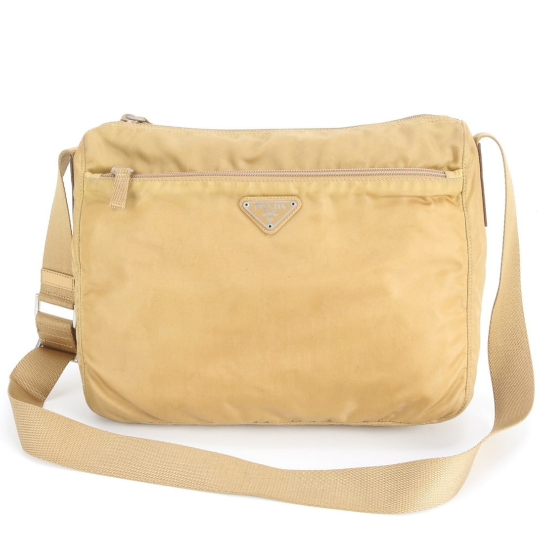 Prada Tessuto Nylon Triangle Logo Leather Shoulder Bag/Messenger Bag for Men: --- Catalog ---Category: SizeSize (HxWxD): 20cm x 30cm x 10cm / 7.87'' x 11.81'' x 3.93''Category: DesignType: Messenger bag, Shoulder bagColor: BeigeGender: MenMaterial: Nylon Category: GeneralBrand: