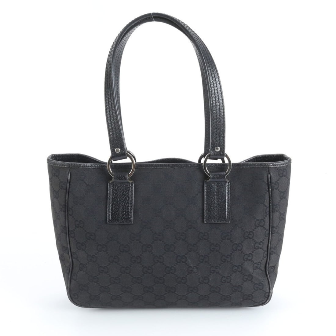 Gucci GG Canvas 113019 Leather Tote Bag Shoulder Handbag Black Women's (1 of 20)