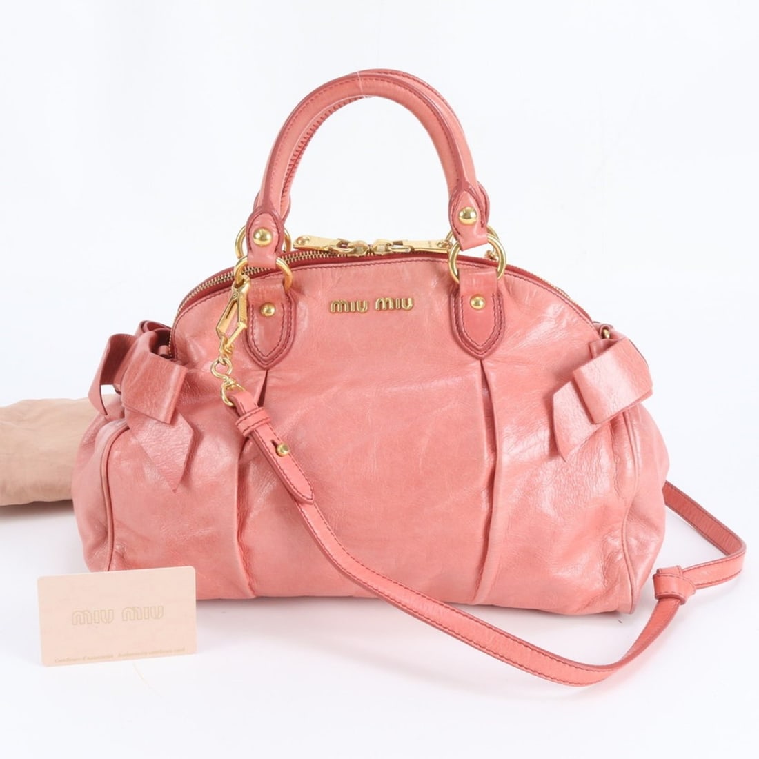 Miu Miu Miu Side Ribbon Shoulder Bag/Handbag Pink Women's (1 of 20)