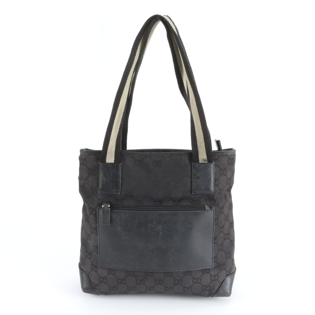 Gucci GG Canvas 019-0402 Leather Tote Bag Shoulder Handbag Black Women's (1 of 12)