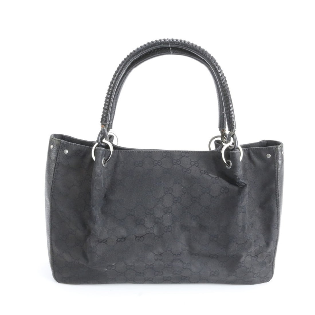 Gucci GG Canvas 115015 Leather Tote Bag Shoulder Handbag Black Women's (1 of 12)