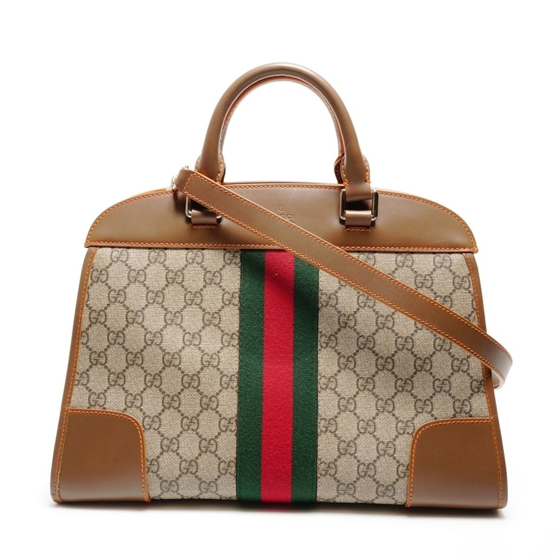 Gucci GG Canvas and Leather Sherry Line Boston Bag, Brown (1 of 18)