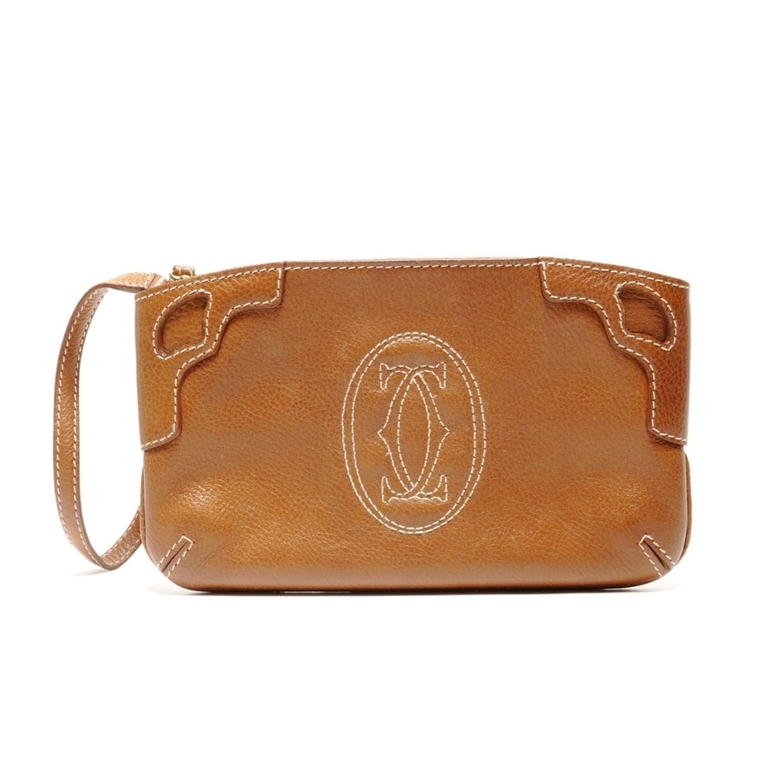 Cartier Marcello de Pouch Handbag in Brown Leather: --- Catalog ---Category: SizeSize (HxWxD): 12.5cm x 20cm x 2cm / 4.92'' x 7.87'' x 0.78''Category: DesignType: Handbag, PouchColor: BrownGender: WomenCategory: GeneralBrand: CartierCountry of Origin: