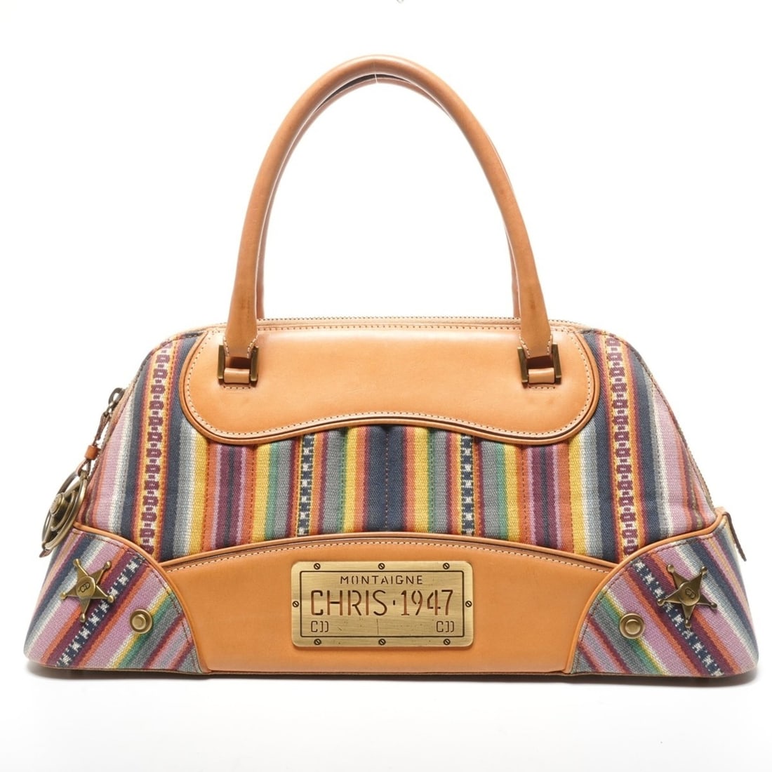 Christian Dior 2002 Montaigne Cadillac John Galliano Canvas and Leather Handbag in Multicolor (1 of 16)
