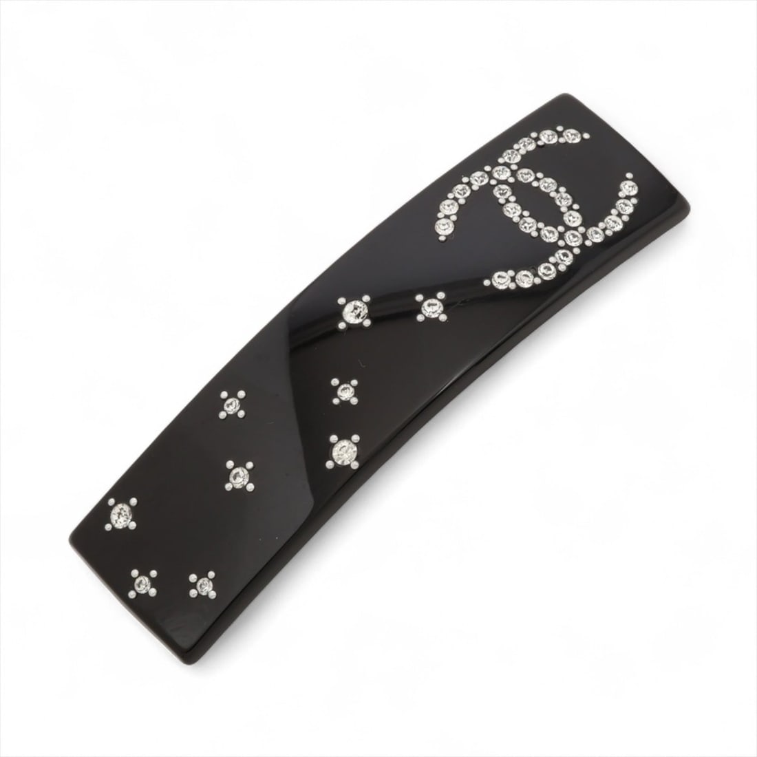 CHANEL 09C 2009 Coco Mark Rhinestone Barrette, Black: --- Catalog ---Category: SizeSize (LxW): 2.4cm x 8.8cm / 0.94'' x 3.46''Category: DesignType: BarretteColor: BlackGender: WomenCategory: GeneralBrand: Chanel--- Item List ---Section: ConditionRanking: