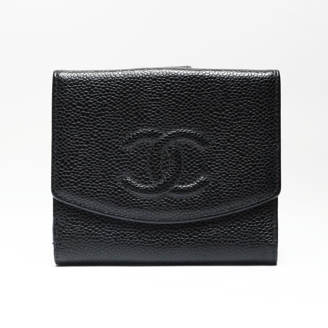 CHANEL 6th Series 2000-2002 Caviar Skin Coco Mark Bi-fold Wallet in Black (1 of 12)