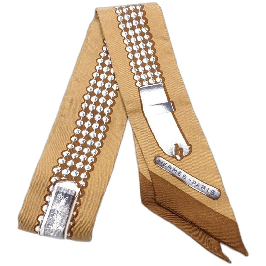 HERMES Twilly Demedor Silk Scarf, Brown, Women's, 181925: --- Catalog ---Category: SizeSize (LxW): 5cm / 1.96''Category: DesignType: ScarfColor: BrownGender: WomenMaterial: Silk Category: GeneralBrand: HermesCountry of Origin: France--- Item List ---Section: