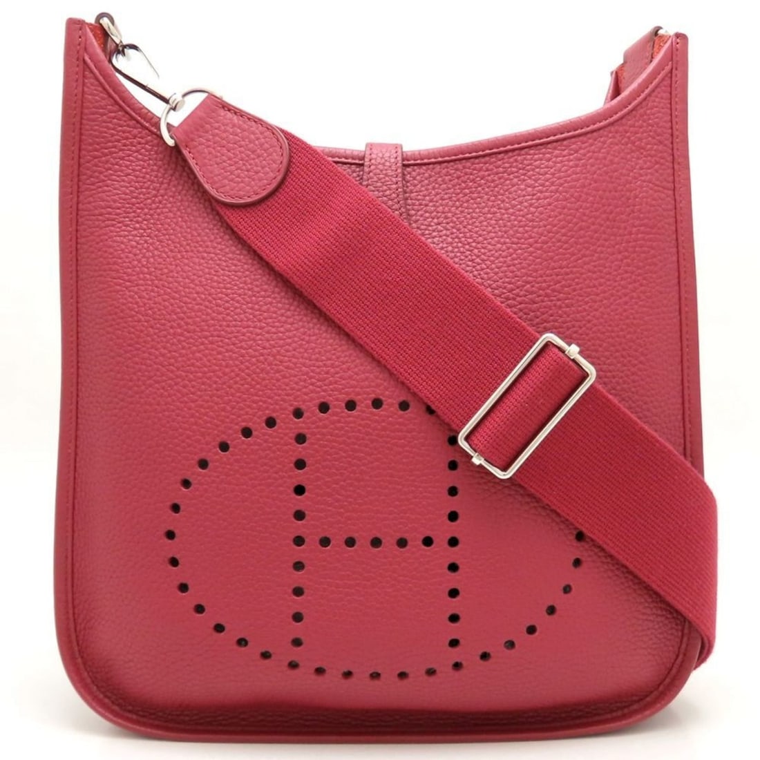HERMES Evelyn 3 PM Shoulder Bag, Taurillon Clemence Rouge H (approximately 2014), 353145, Women's, (1 of 18)