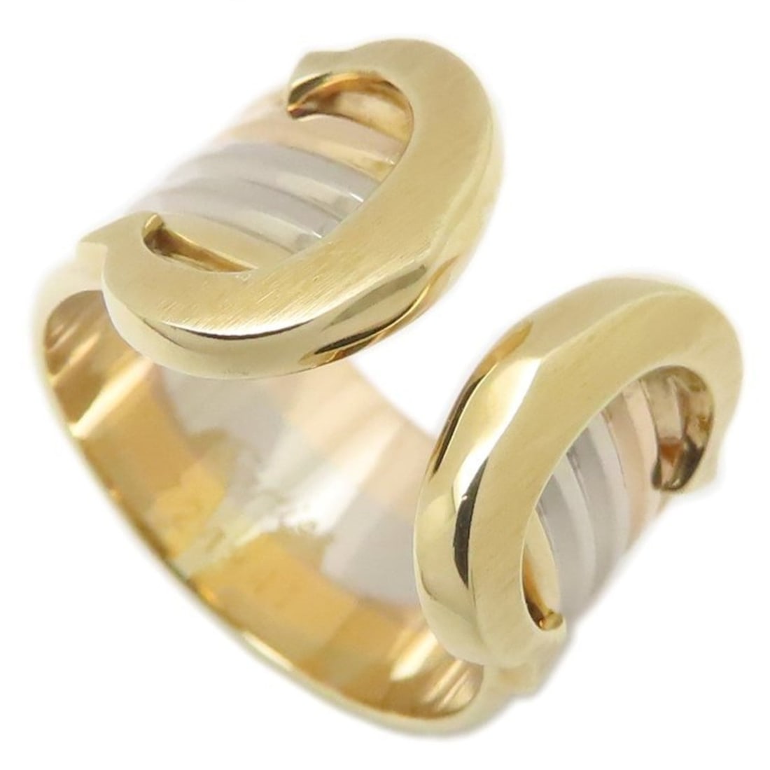 CARTIER 2C Wide Ring #49 in 18K Three-Color Gold for Women, 295102 (1 of 12)